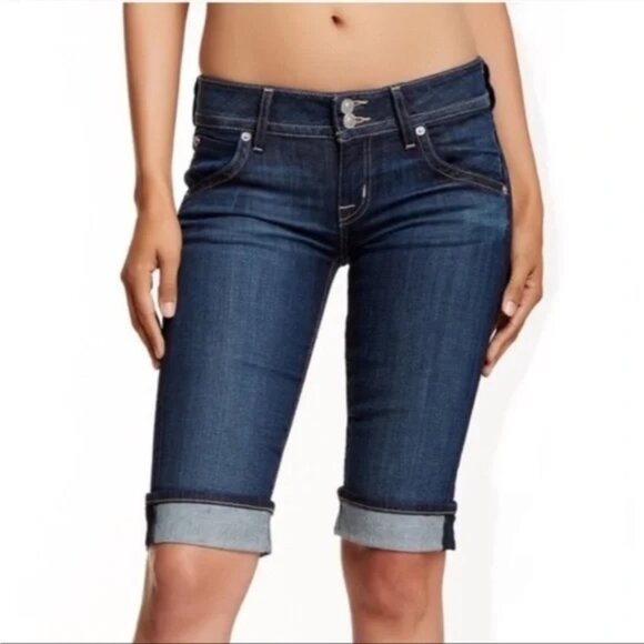 Hudson Palerme Knee Cuffed Jean Shorts, Stella 30 - Picture 1 of 8